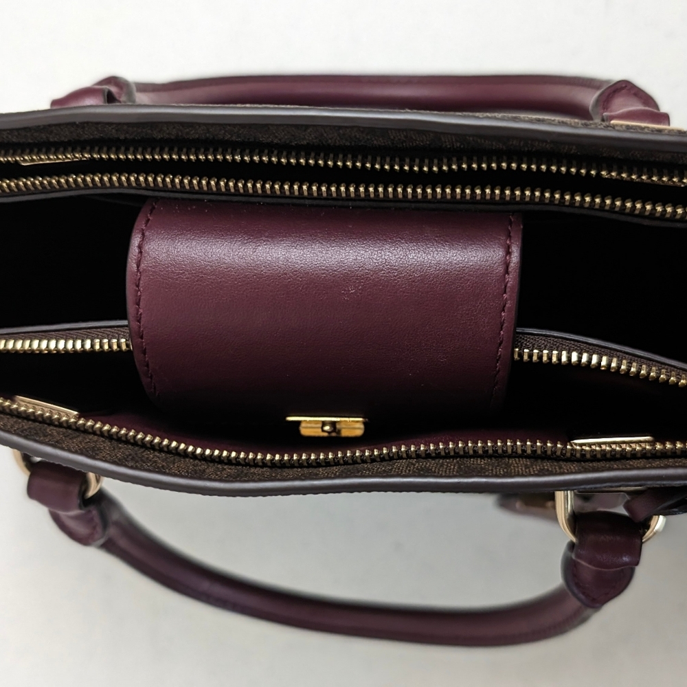 Michael Kors Benning Satchel Maroon & Brown Tote Bag - Picture 5 of 15